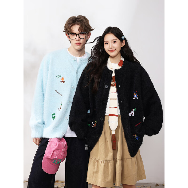 MANYSTON美式重磅毛衣外套男款秋冬季潮牌休闲情侣针织开衫青少年上衣 黄色 S