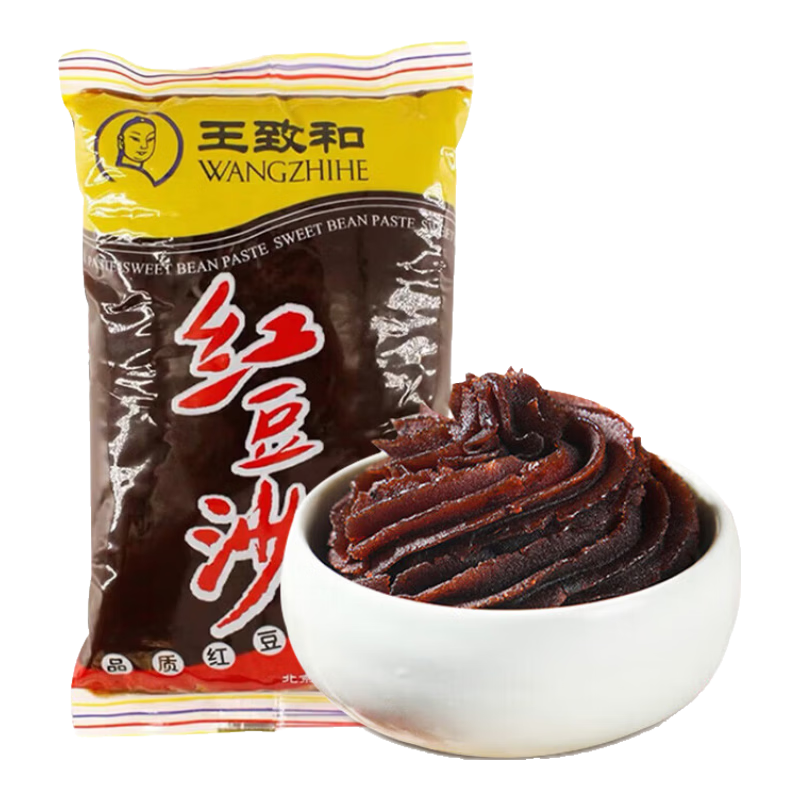 王致和紅豆沙餡驢打滾月餅包子湯圓餡料早餐食材面包糕點(diǎn)烘焙原料 紅豆沙500g*1袋【驚喜嘗鮮】