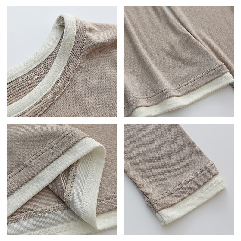 醋酸羊毛假两件长袖t恤女款打底衫春秋新品小众柔软撞色简约上衣 深灰色 M （95-110）