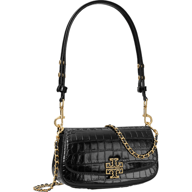 Tory Burch 湯麗柏琦【情人節(jié)禮物】鱷魚紋斜背休閑包女包TB 141015 黑色 001 OS