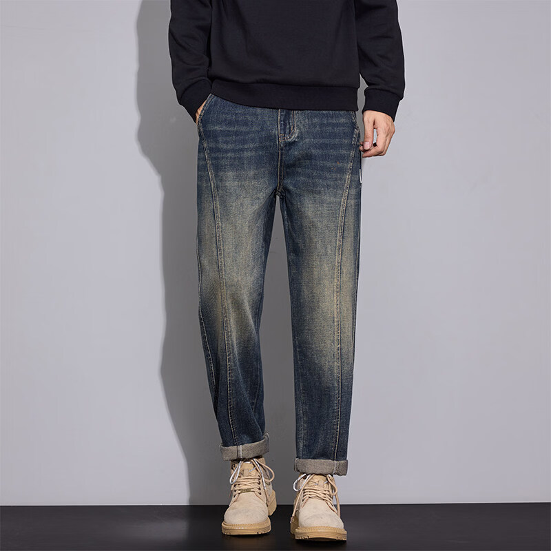 真维斯（Jeanswest）美式复古锥形牛仔裤2026秋冬季新款百搭显瘦显高长裤子 133怀旧蓝 【官方正品】 28 推荐体重90-100斤