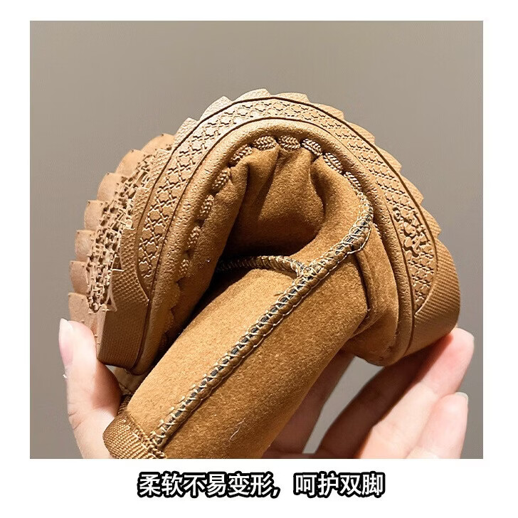 贝婴初（BEIYINGCHU）秋冬季童鞋宝宝小童棉鞋加绒儿童雪地靴马丁靴时尚男女童短靴子潮 搭扣-棕色 33 内长19.5cm