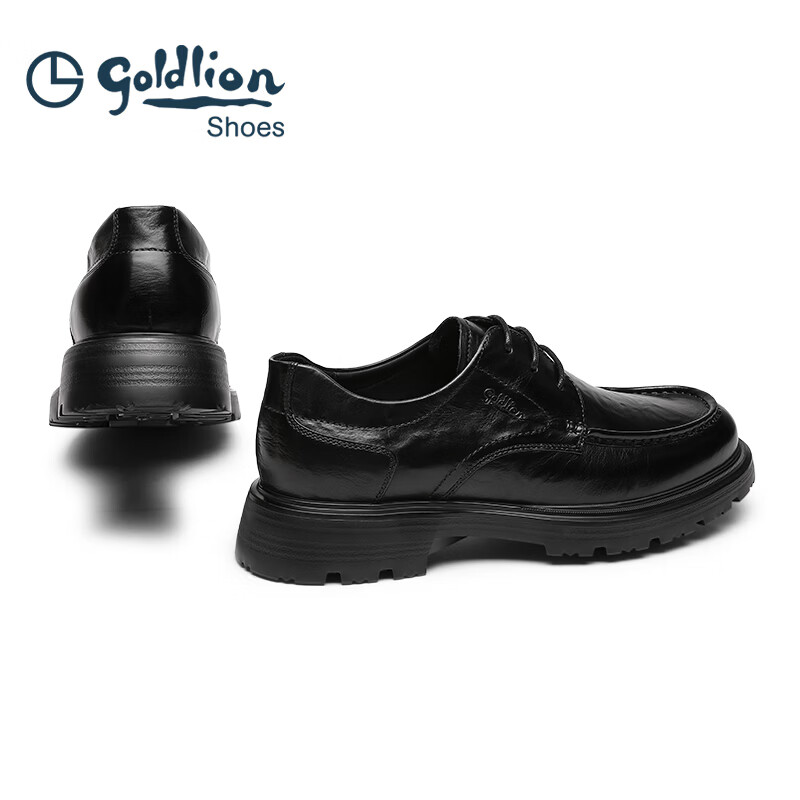 金利来（Goldlion）皮鞋男2026年春季新品男鞋英伦商务正装鞋厚底增高德比鞋男婚鞋 黑色 44