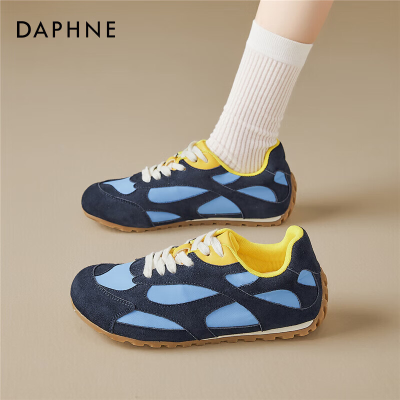 达芙妮德训鞋女2025新款透气女鞋显脚小百搭阿软底甘鞋休闲运动板鞋 蓝色 37