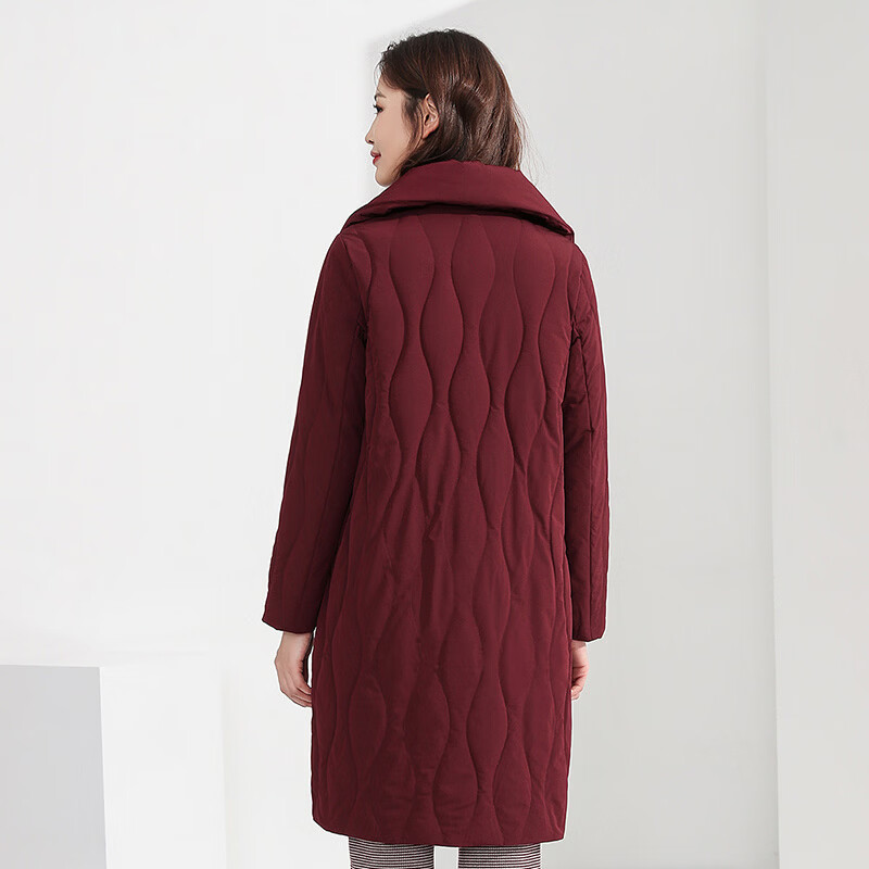 千仞岗【羽绒清仓】新年红色鸭绒服女士中长款外套中年妈妈装保暖防寒服 富贵红 Y239033Y M (165)