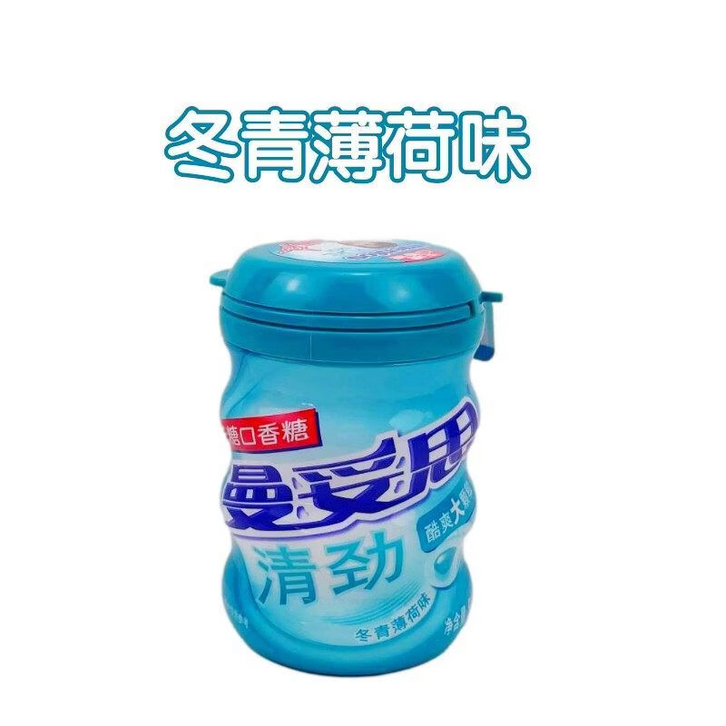 曼妥思清勁夾心無糖口香糖56g6瓶大顆粒薄荷青檸冬青酸檸紅果味 冬青薄荷味3瓶