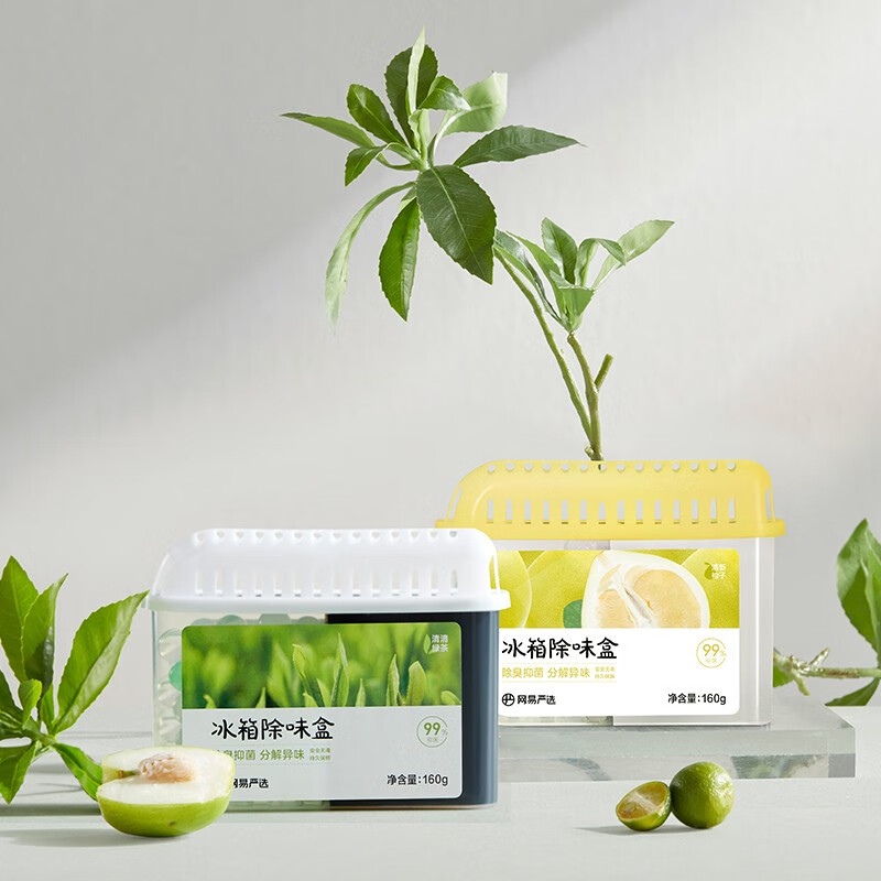 网易严选 冰箱除味盒除味剂易取易放耐用去除异味保鲜清香剂空气净化剂 【单盒装】99%抑菌除臭 清清绿茶160g