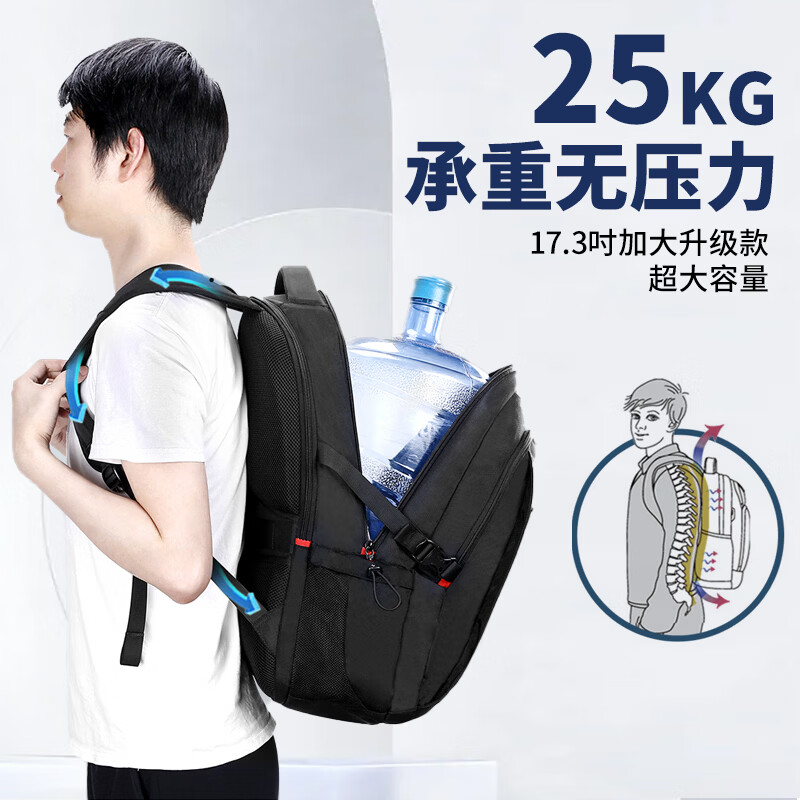 SWICKY瑞士商务电脑双肩包男士大容量笔记本电脑包通勤出差背包学生书包 升级版加大【户外5-7天出行】 标准