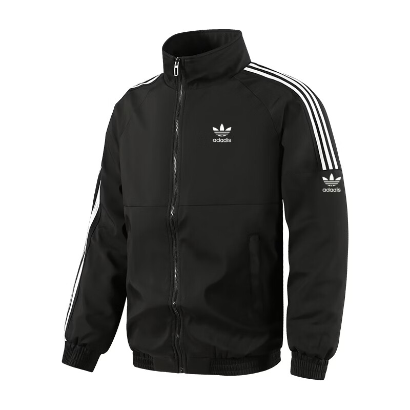 Y-3阿迪三叶草春秋冬季男女同款休闲运动经典立领夹克外套时尚百搭潮 8822 黑色春秋款 XL 建议体重125~140斤