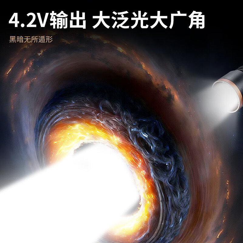 天火苍龙手电筒强光户外远射家用超长续航巡逻灯流明穿天炮200000 黑金龙丨一万毫安丨变焦-五档调节