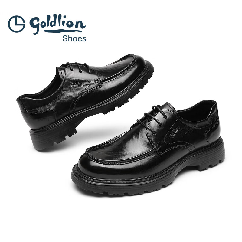 金利来（Goldlion）皮鞋男2026年春季新品男鞋英伦商务正装鞋厚底增高德比鞋男婚鞋 黑色 44