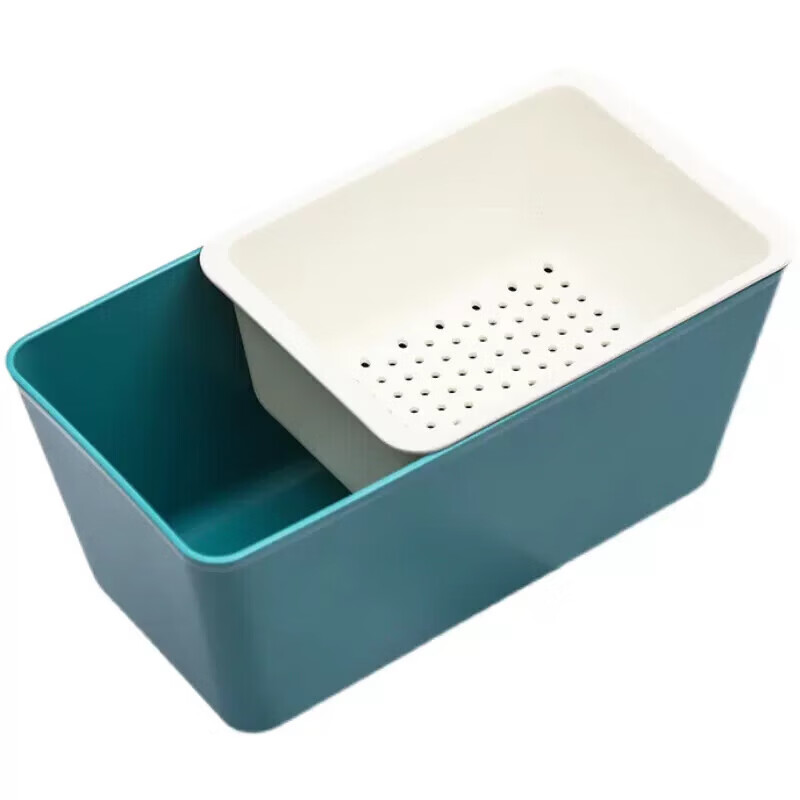 【甄选厂家】懒人双层水果盘沥水篮客厅家用放糖果零食收纳托盘嗑 蓝色 1个