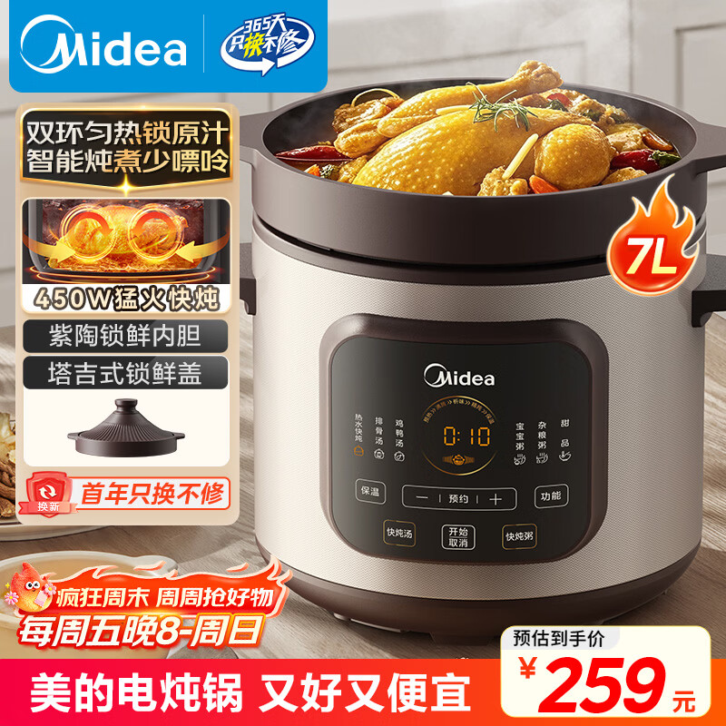 ���ģ�Midea��������������ɰ�� �մ�ȫ�Զ�450W˫��������������������ɰ������7L���ȹ�һ��๦�ܹ� DGE65J56