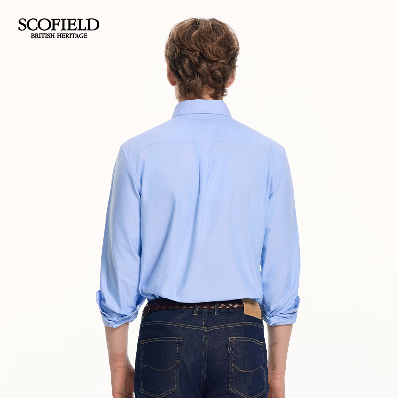 Scofield【牛津纺】男装26年早春新品100%棉吸湿透气长袖衬衫男 蓝色 L (175)