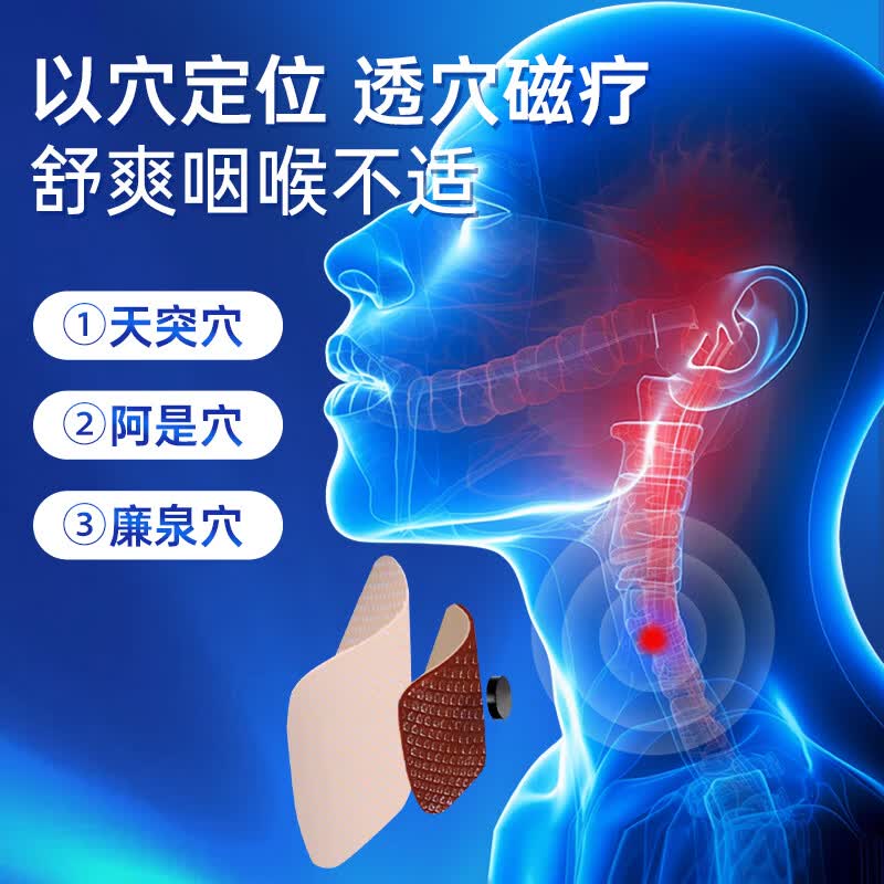 安泰宁咽扁穴位磁疗贴辅助治疗急慢性咽喉炎扁桃体发炎咽喉肿痛干咳不适 4贴*3盒 装【长效巩固调理】