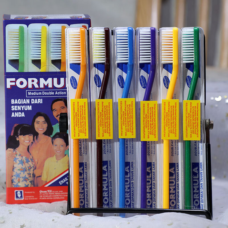 惠百施（EBISU）香港版FORMULA西德美人牙刷中硬毛标准头口腔清洁旅行家庭装进口 西德牙刷装 6支