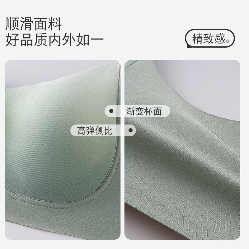 千奈美渐变色无痕无钢圈大码内衣提拉聚拢防下垂薄杯胸罩 晚香肤 M