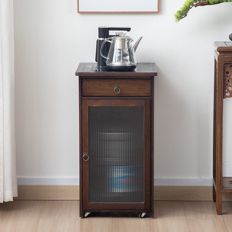 咏幻家用烧水壶一体茶边柜茶桌边柜移动茶水柜泡茶台办公室茶具置物柜 带门带抽茶水柜[底部上水煮茶壶款]