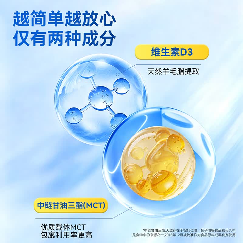 KIAORABO噢宝维生素d3儿童1-3岁儿童D3滴剂d3儿童3-12岁婴幼儿0-6个月适用 120滴【每滴1000IU】 3ml*2盒