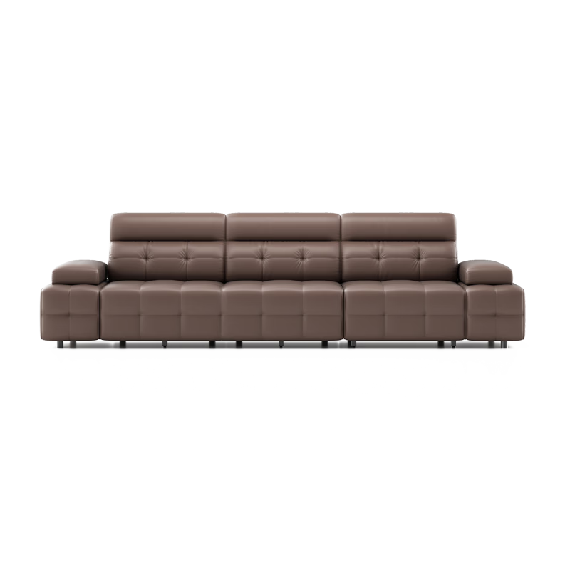 左右勞倫斯真皮電動沙發(fā)床一體兩用新款多功能沙發(fā)床DZY6095 17半青皮零靠墻2.8米小三人位沙發(fā)床 原石咖