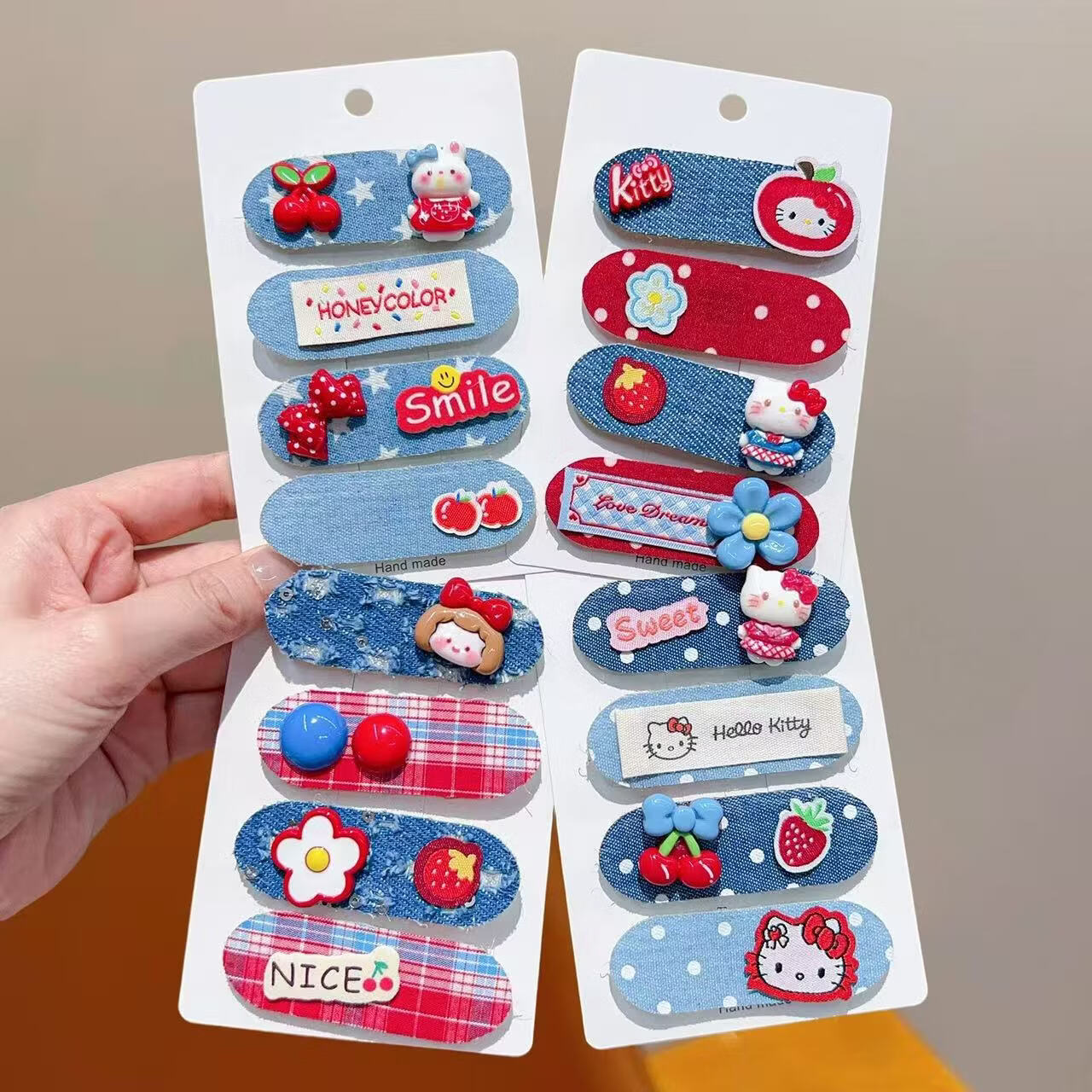 【好物优选】新款韩系儿童秋冬短款魔术贴女童卡通碎发整理发饰红 05#小女孩