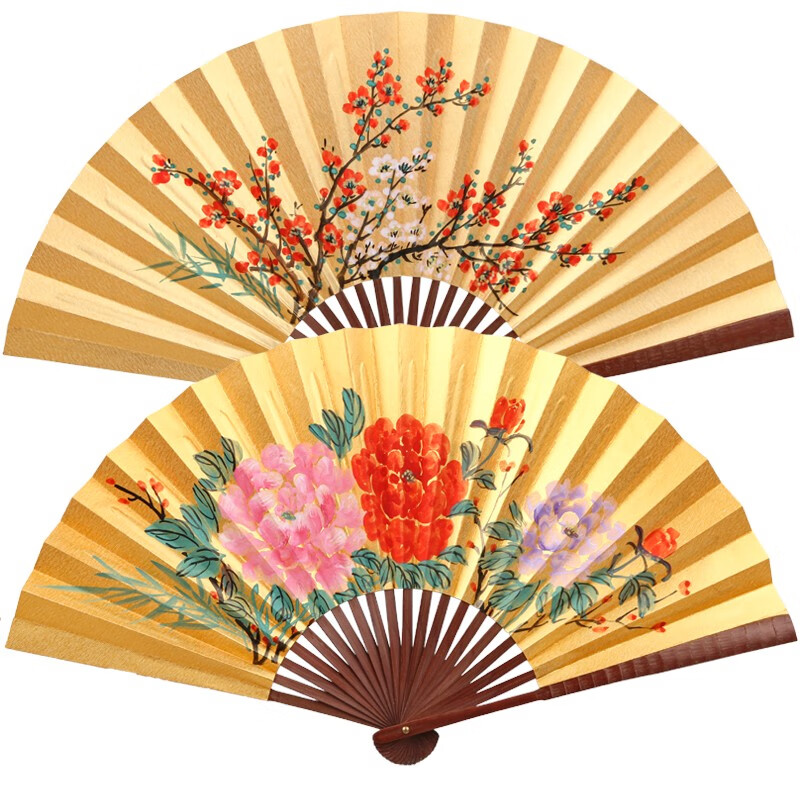 臻臻上品(zhenzhenshangpin)扇子折扇女式古典古风牡丹金扇京剧戏曲