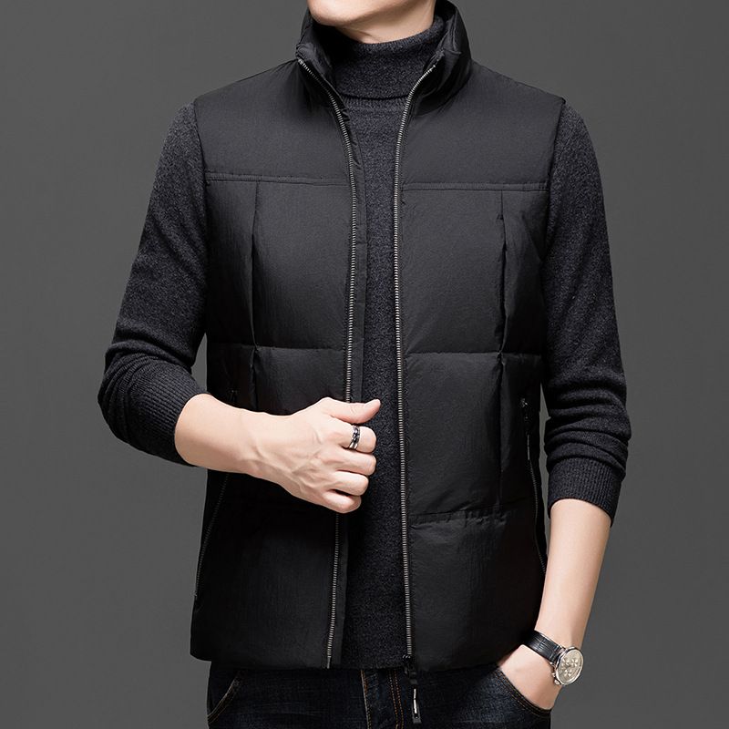 波司登冰洁纯色羽绒马甲男2025秋冬季款加厚白鸭绒保暖背心中青年 棕色 170/M