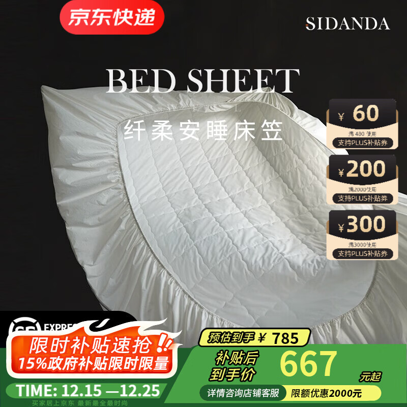 SIDANDA 床单舒睡纯棉床垫保护罩套防尘防滑床罩床褥子床垫子 100支全棉床笠保护罩 180cm * 200cm 防水款+40cm