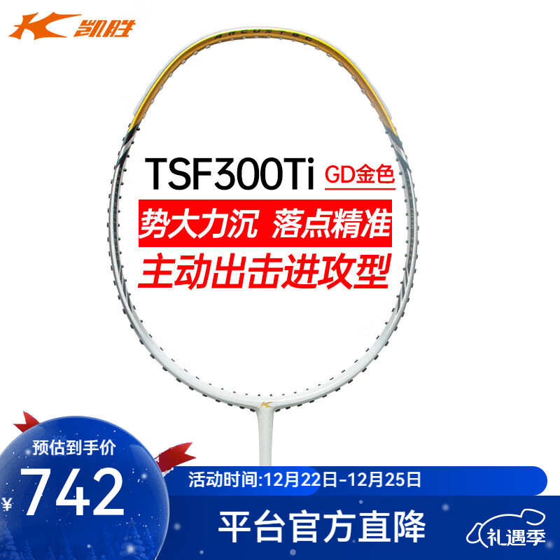 凯胜（KASON）TSF 300TI汤仙虎进攻型4U羽毛球拍单拍全碳素专业比赛训练耐打 （默认空拍）TSF 300TI赤金色