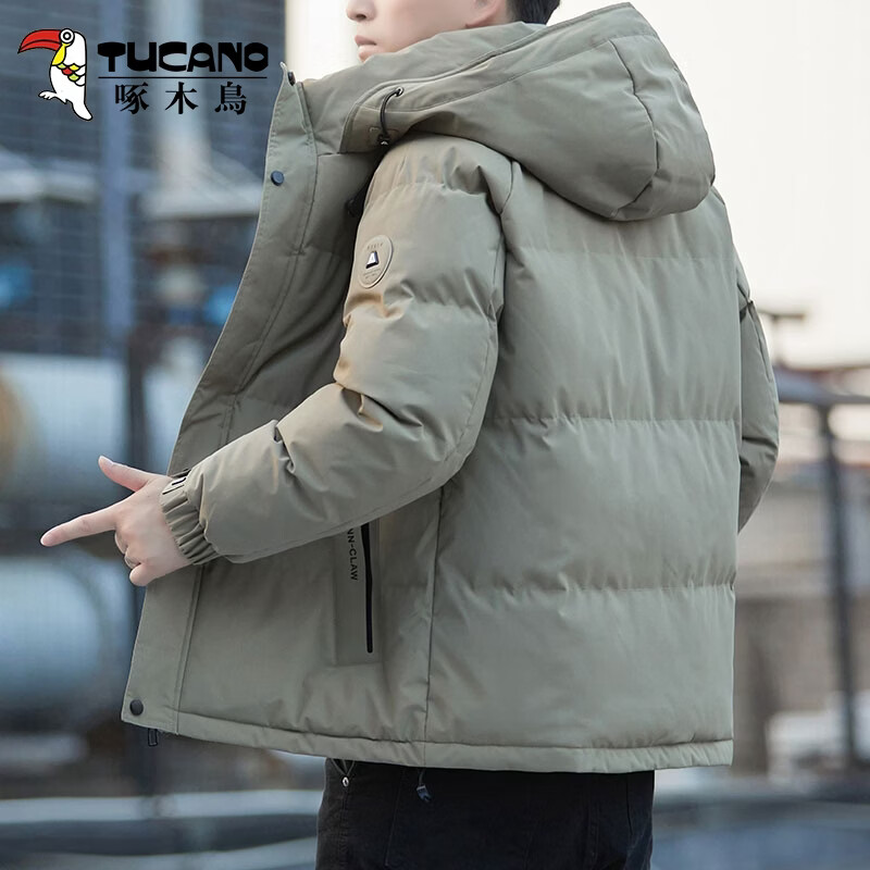 啄木鸟（TUCANO）棉衣外套男秋冬季新款加厚保暖棉袄上衣男装休闲百搭连帽棉服男士 黑（加厚） M （重90-110斤高158-168）