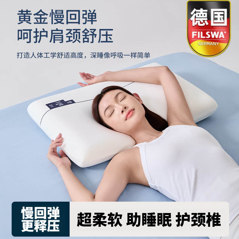 GERTHRON德国枕头记忆枕慢回弹护颈椎助睡眠酒店家用枕芯儿童成人深睡枕 单只超低枕6cm 零压深睡记忆枕
