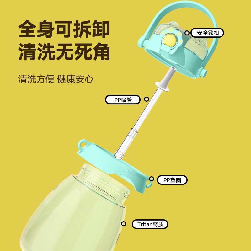 哈尔斯（HAERS）猫爪大肚杯大容量水杯塑料吸管杯夏季女学生儿童运动户外水壶杯子 HTR-950-109藤紫 950ml