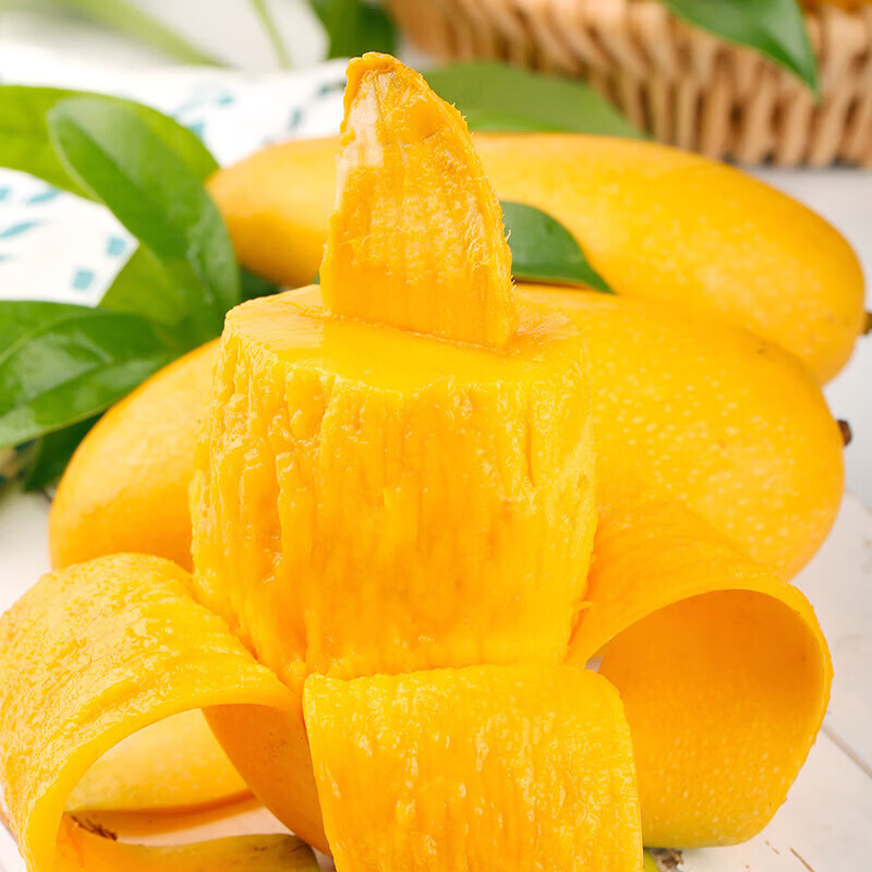 余悦海南金煌芒 【多地次日达】新鲜现摘水仙大芒果青皮甜心芒果整箱 带箱5斤 精选装/单果约250g+/净4.5斤