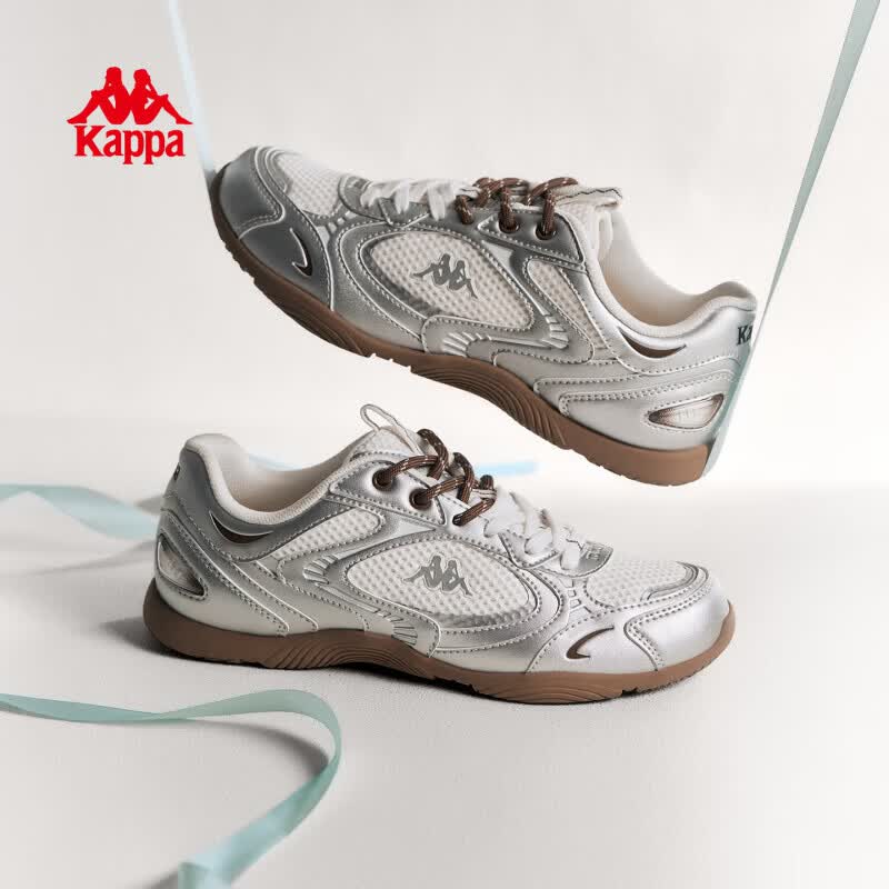 卡帕（Kappa）女鞋芭蕾德训鞋子女2026新薄款夏季透气休闲运动鞋小白鞋女银色37