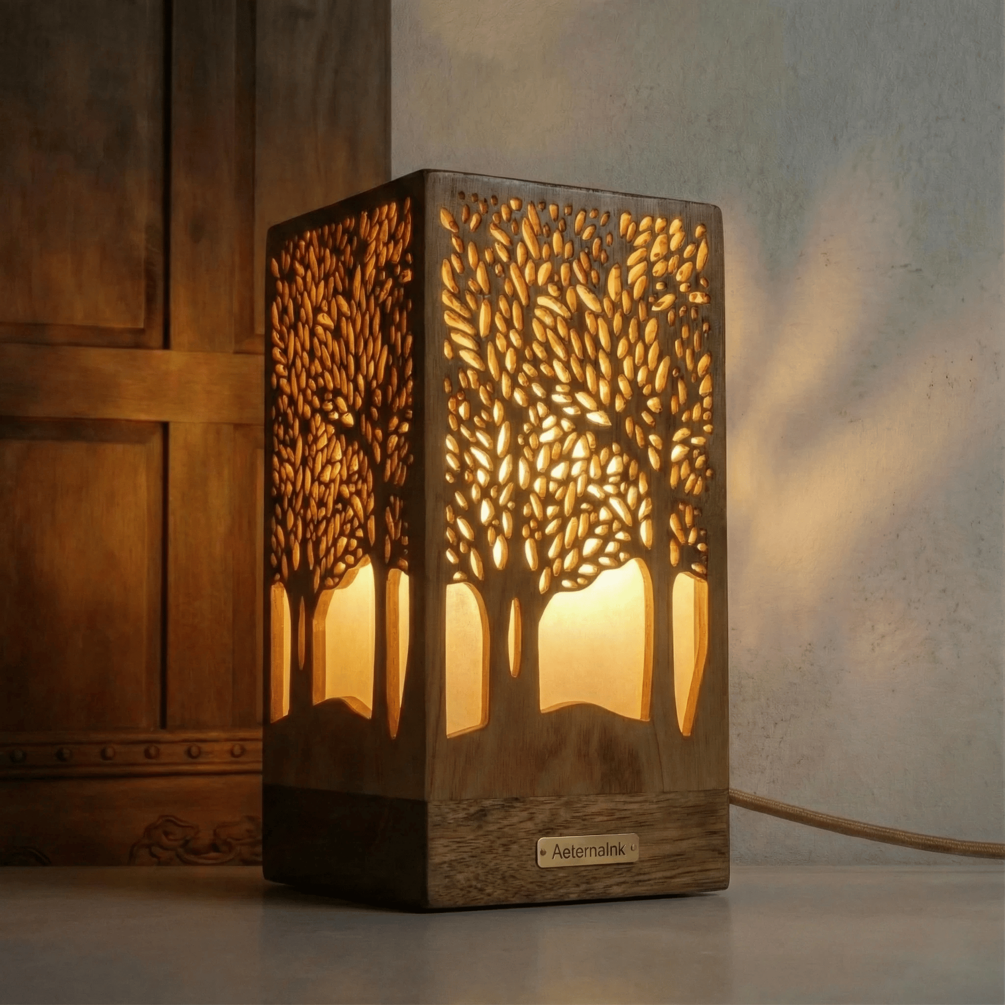 新中式金丝楠纯手工木雕氛围台灯 金丝楠木 32*16cm