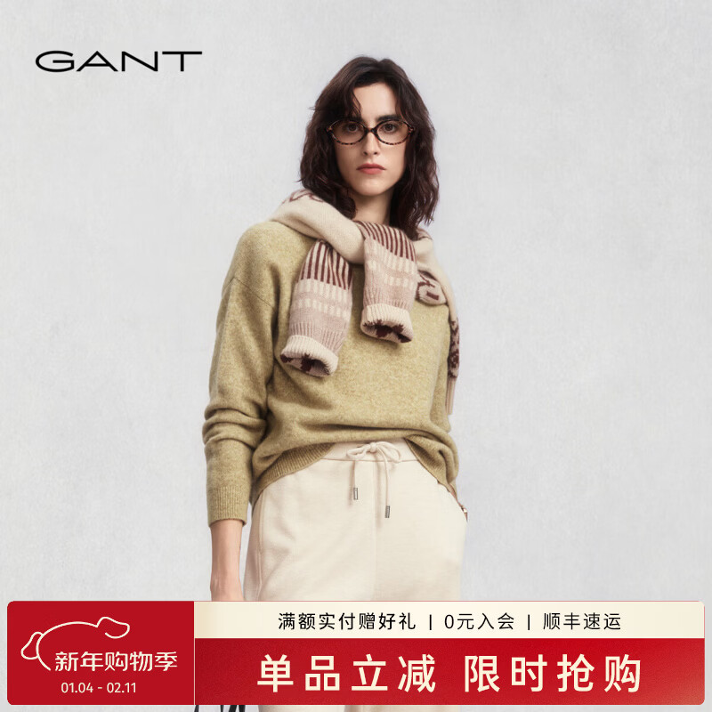GANT/甘特2025秋冬新款女士套头毛衣半高领软糯慵懒风长袖针织衫 819-姜黄色 S
