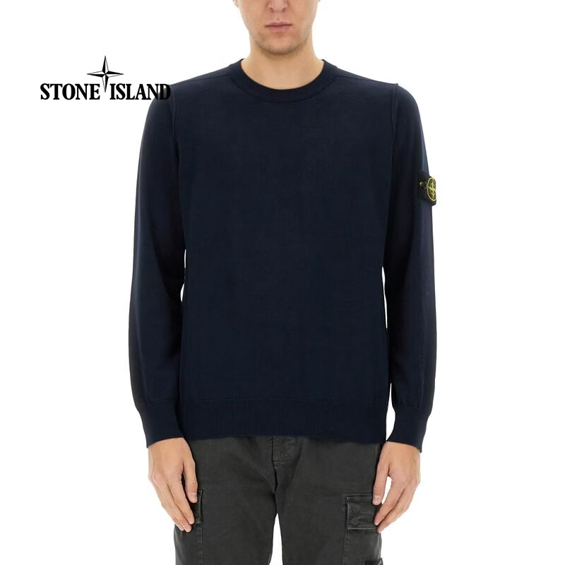 STONE ISLAND 石頭島 CO 輕奢 男士 CON 針織衫徽標(biāo)針織衫 BLUE 20 | L