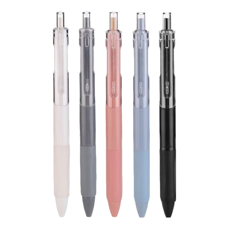 高颜值按动中性笔圆珠笔黑色水笔小学生考试0.5速干碳素 黑色5支