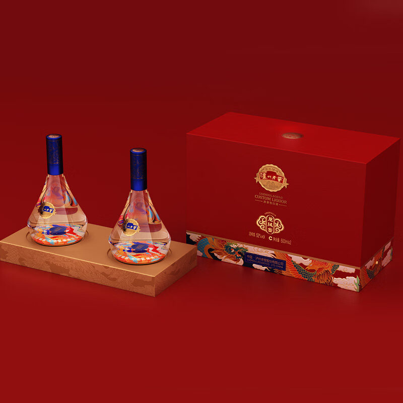 泸州老窖定制酒龙凤銮浓香型白酒52度500ml*2瓶年货礼盒装过节送礼 52度 500mL 2瓶 一盒，送礼袋