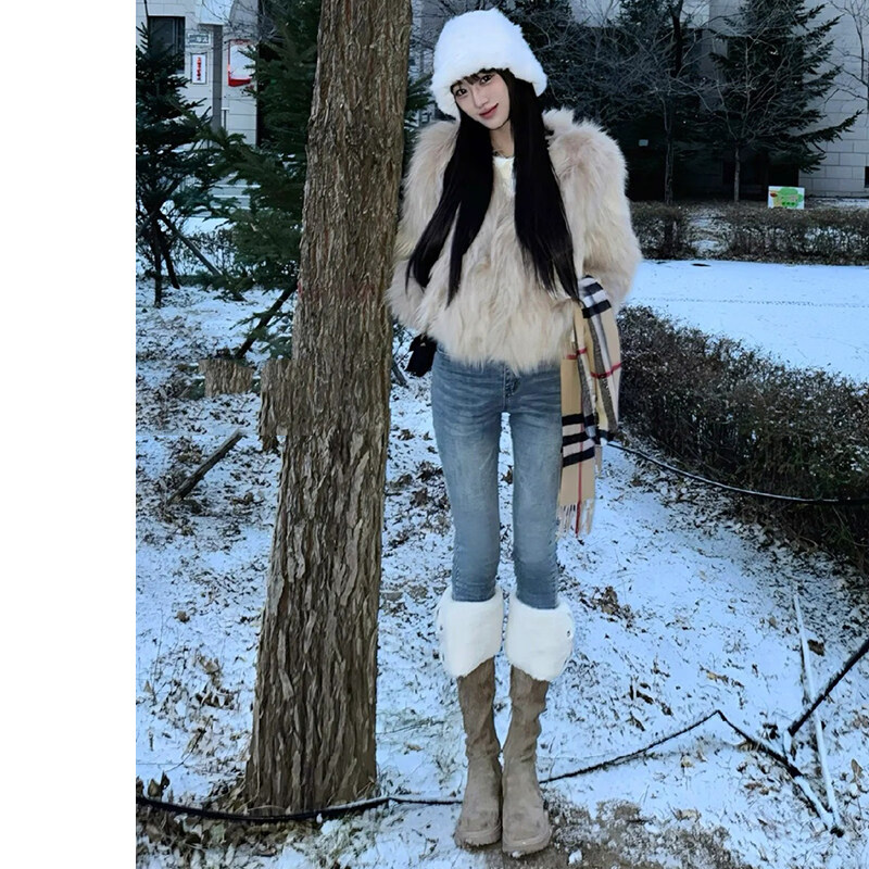 阿瑪瑟（amase）復(fù)古藍緊身彈力小腳牛仔褲女秋冬季新款高腰顯瘦加絨鉛筆褲配靴褲 復(fù)古藍【長褲】厚絨 31