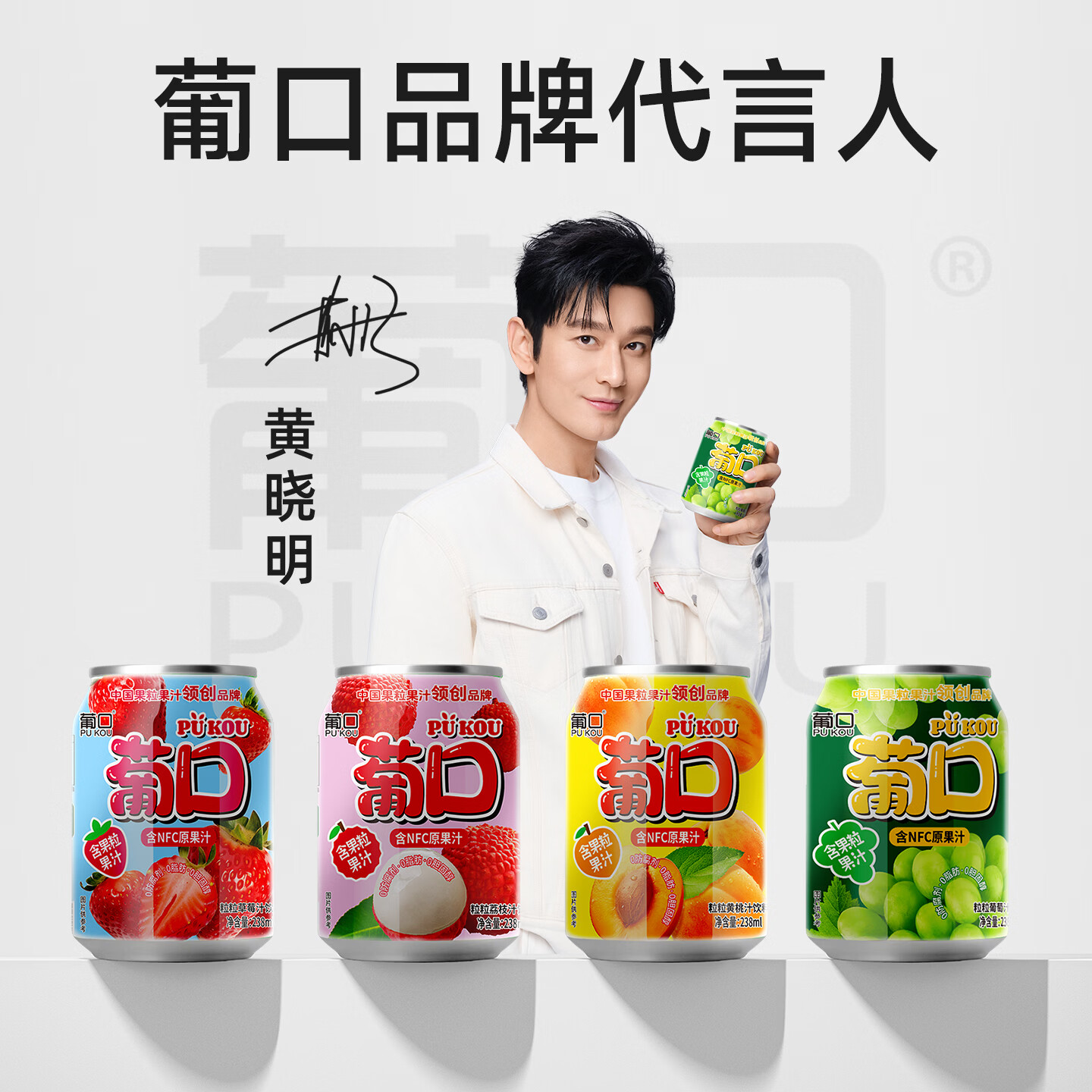 葡口（pukou）大果肉果汁饮料含NFC原果汁嚼着喝的真果粒多种混合口味礼盒装 葡萄味【礼盒装】238ml*24罐