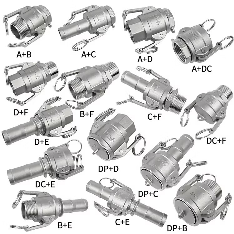 天卓五金316不锈钢快速接头卡扣式活接4/6分1/2/3寸水泵水管接头组合大全 ---以下为A+B型---