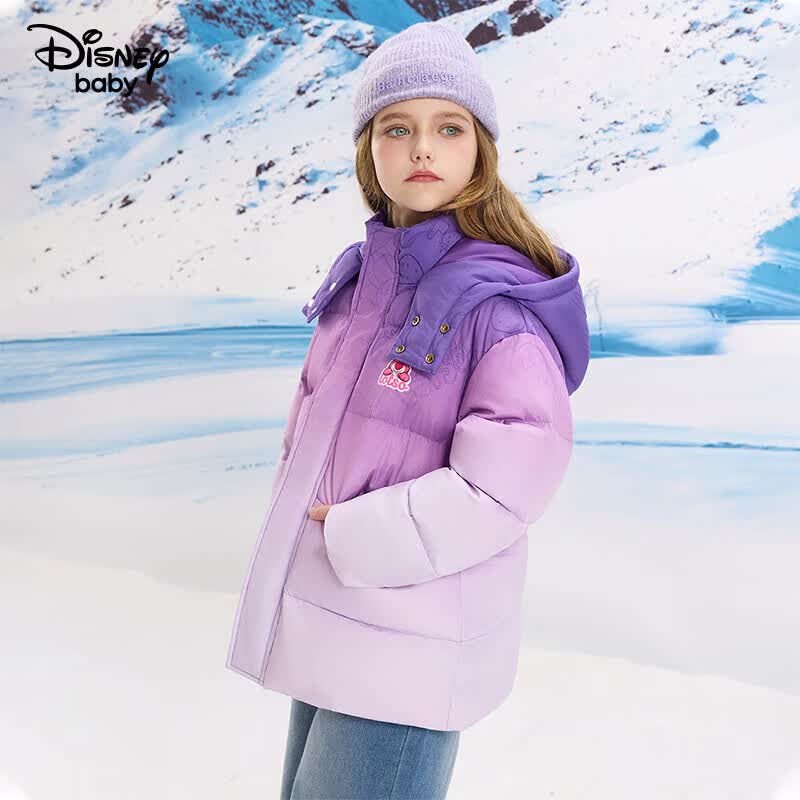 迪士尼（Disney）童装男童渐变羽绒服2026新冬米奇石墨烯拜年服白鸭绒高充绒外套厚 紫渐变 150 高145-155cm重70-85斤