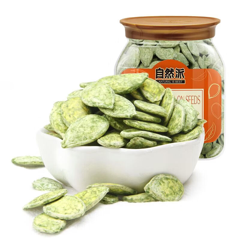自然派綠茶瓜子 320g/罐 南瓜子顆粒罐裝堅(jiān)果炒貨休閑原味小吃罐裝薄皮 320g 2罐
