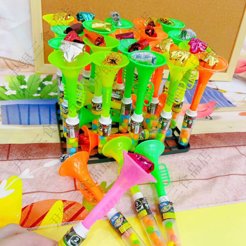 网红出口爆款儿童玩具喇叭造型吹龙儿时回忆小卖部批发幼儿园摆摊 喇叭造型吹龙颜色糖果随机30支