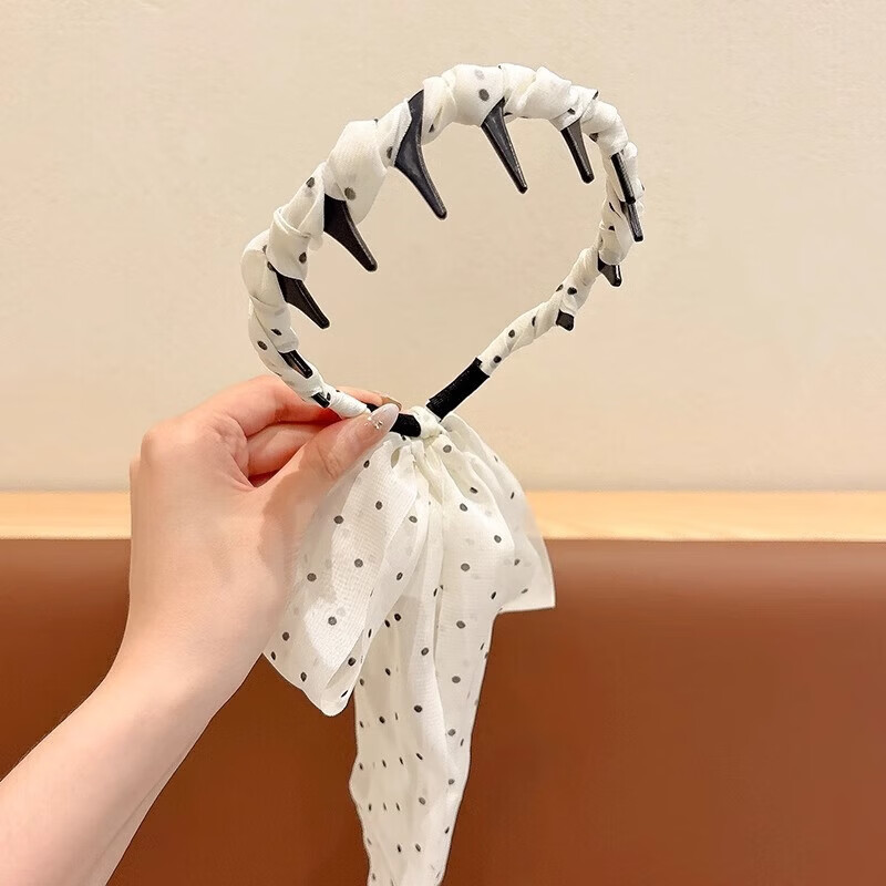 【精选品质】感田园风复古齿梳发箍儿童外戴日常编发飘带头箍女童 12#米色飘带 京东折扣/优惠券