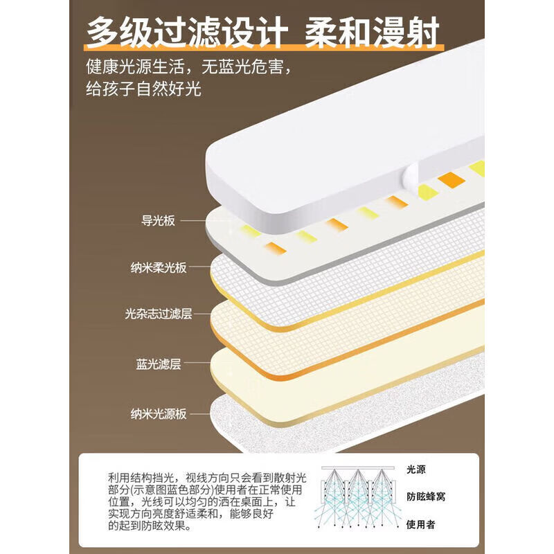 【工厂直发】台灯学习灯卧室阅读灯宿舍大学生台灯书桌灯台风儿童 【插电款】笔筒抽屉护眼长灯头台灯