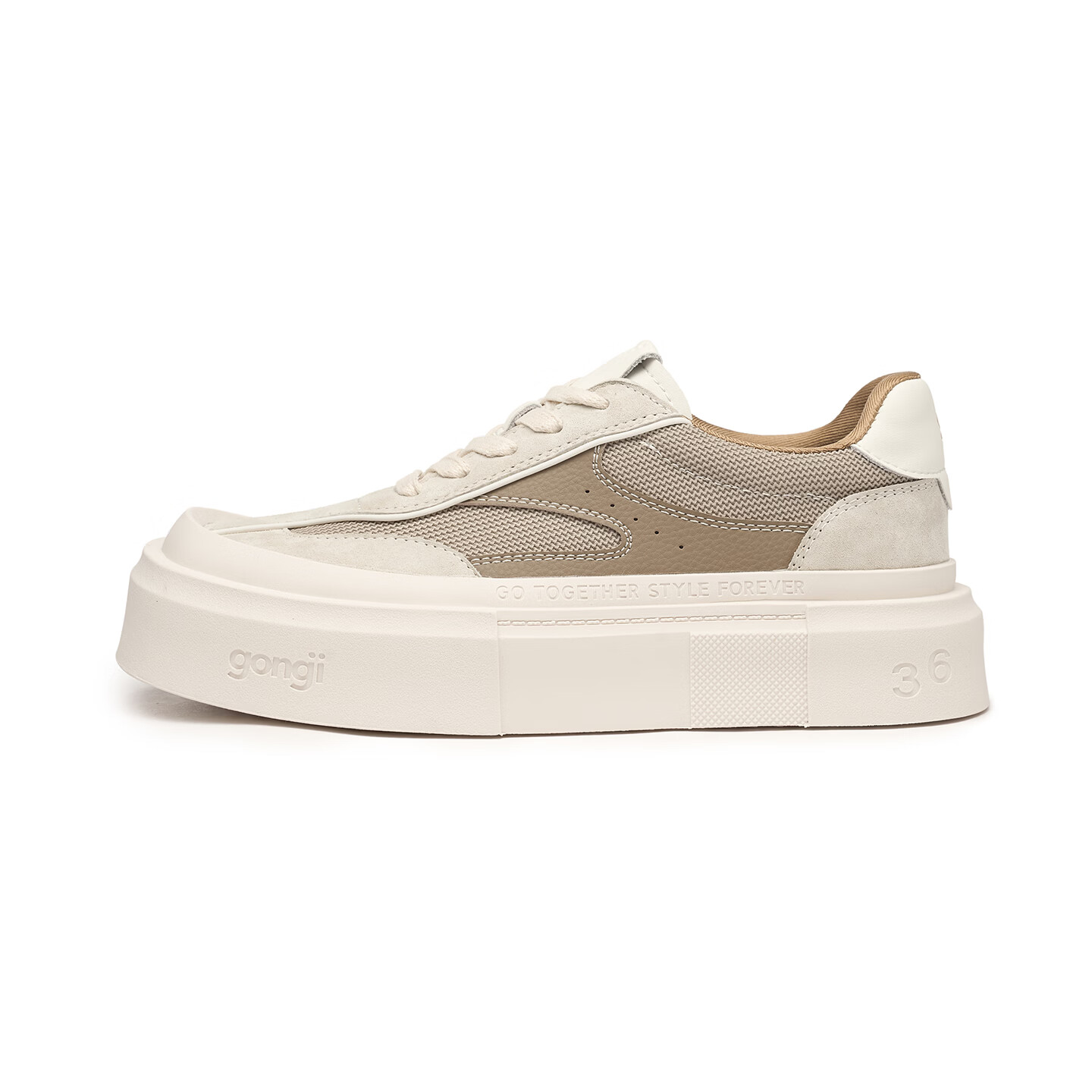 共迹gongji厚底德训鞋2026春季新款方头增高鞋子男女同款百搭小众板鞋 麦绒棕【男码】 44