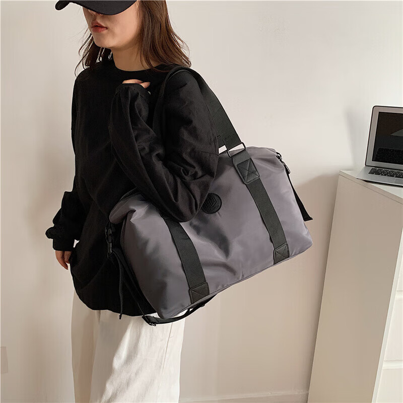 【厂家直供】新款男单肩出差旅行包大容量学生逛街购物行李袋女户 灰色