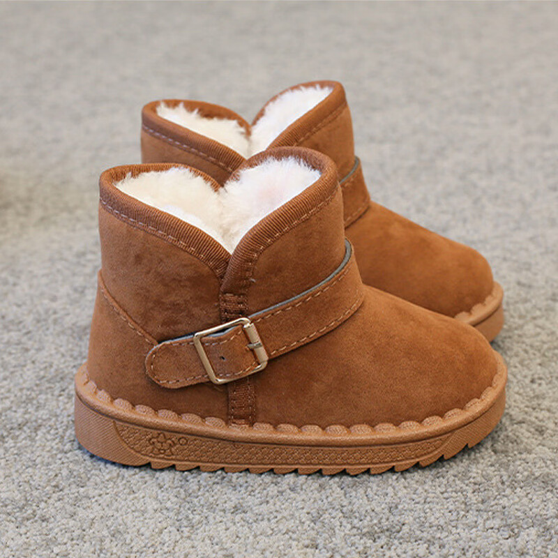 贝婴初(BEIYINGCHU)秋冬季童鞋宝宝小童棉鞋加绒儿童雪地靴马丁靴时尚男女童短靴子潮 搭扣-棕色 33 内长19.5cm 京东折扣/优惠券